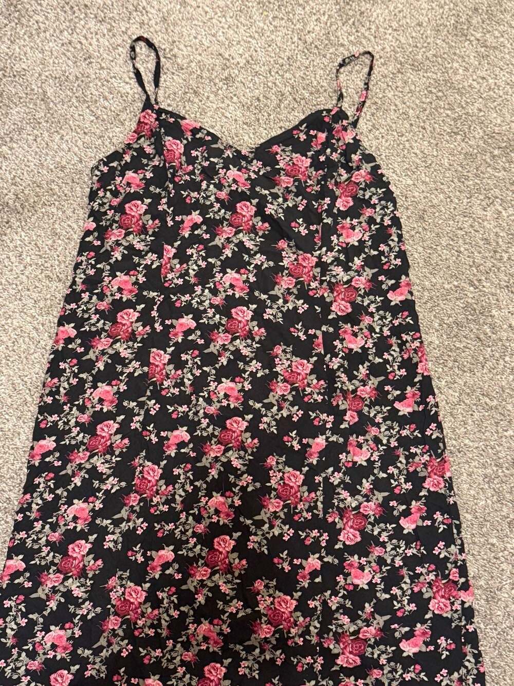 Wallflower Black Floral Print Spaghetti Strap Maxi Sundress Size L